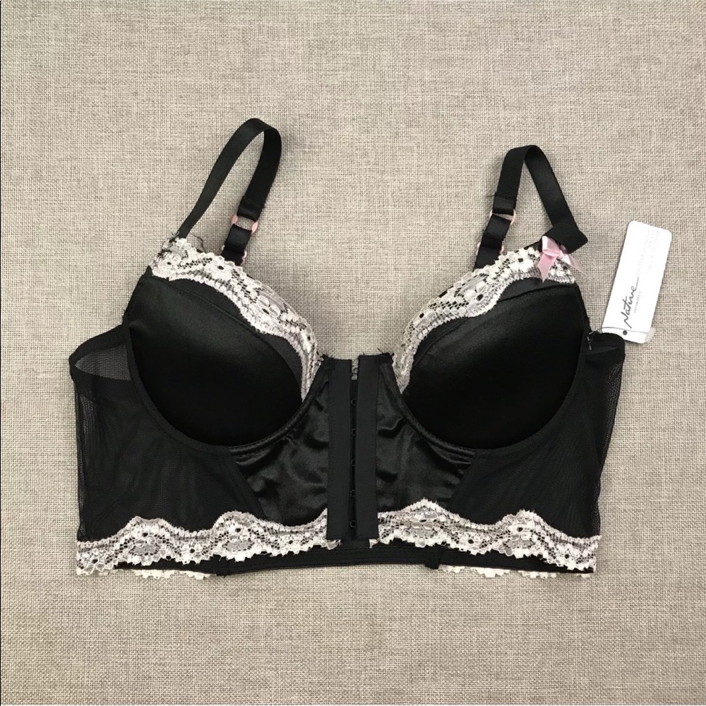 Nature Intimates Black Sexy Bra with Lace Trim